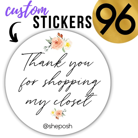 Other - 96 Posh Packaging Sticker Labels 2" Round Poshmark